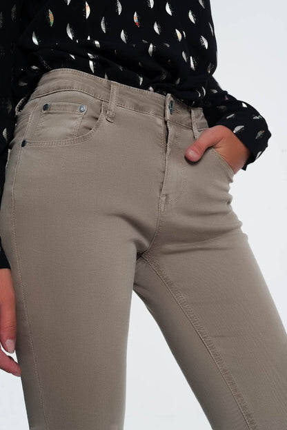 high waist skinny jeans in beige