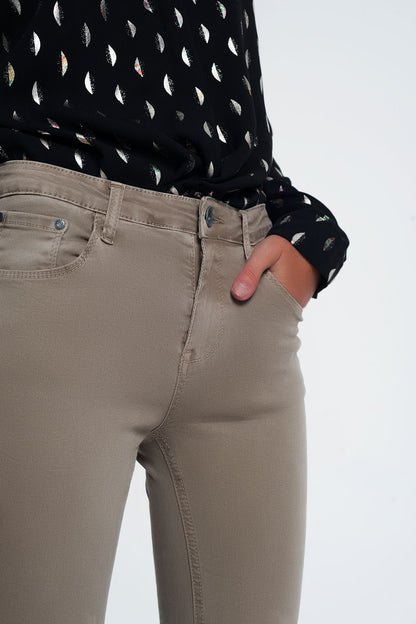 high waist skinny jeans in beige