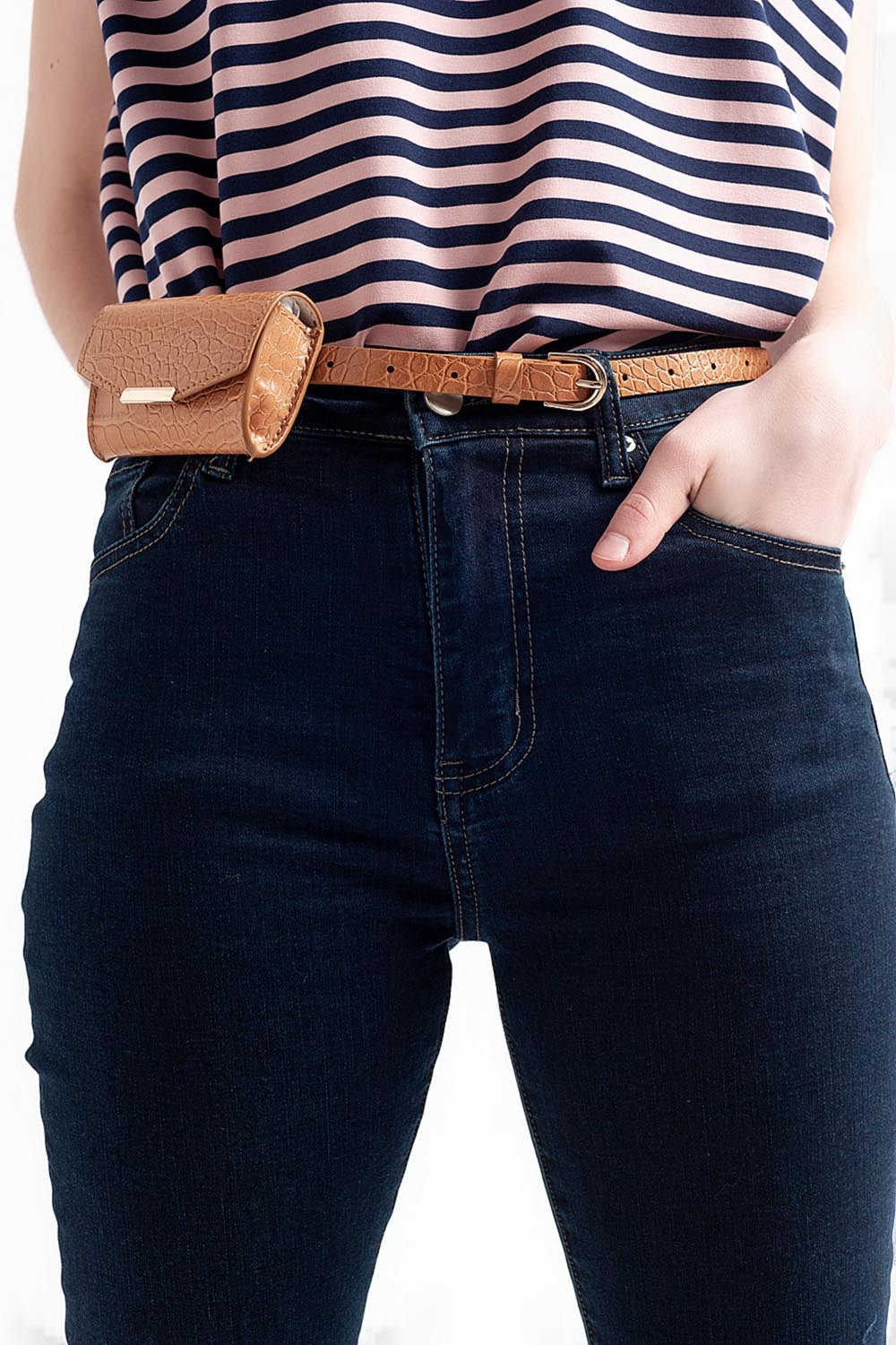 high waist skinny jeans in dark blue