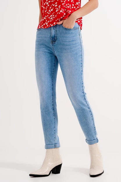 Q2 High waist skinny jeans in light blue