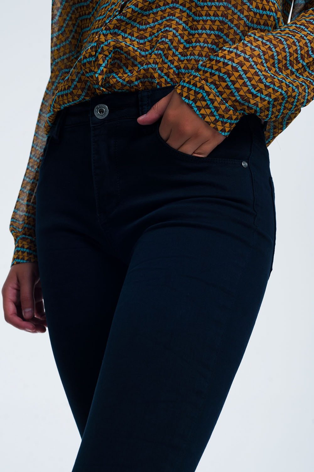 high waist skinny jeans in navy