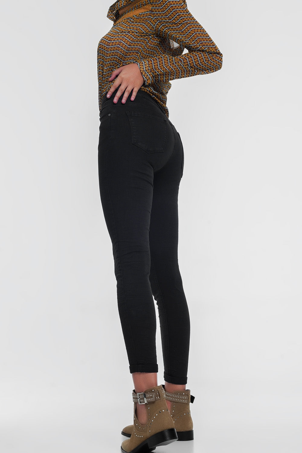 high waist skinny jeans in navy