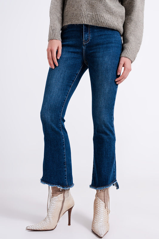 Q2 High waisted jeans with asymmetrical hem