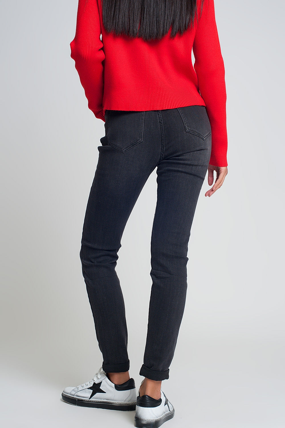 High waisted skinny jeans in black