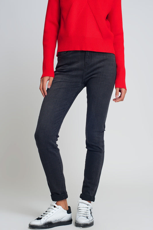 Q2 High waisted skinny jeans in black