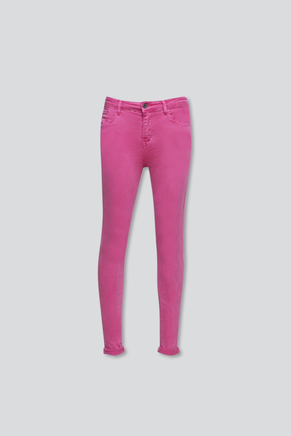 High waisted skinny jeans in fuchsia