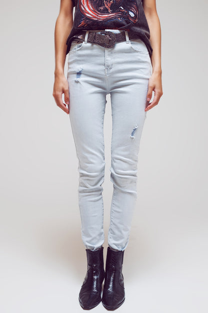 High waisted skinny jeans in Light blue