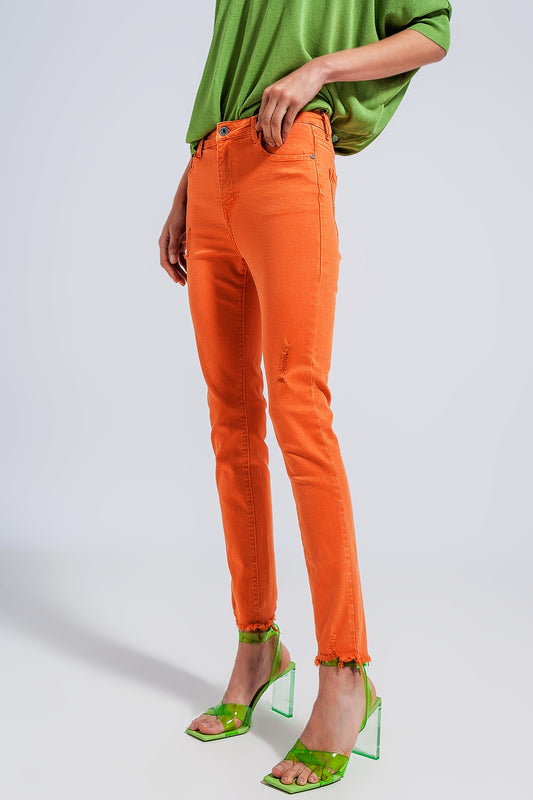 Q2 High waisted skinny jeans in orange