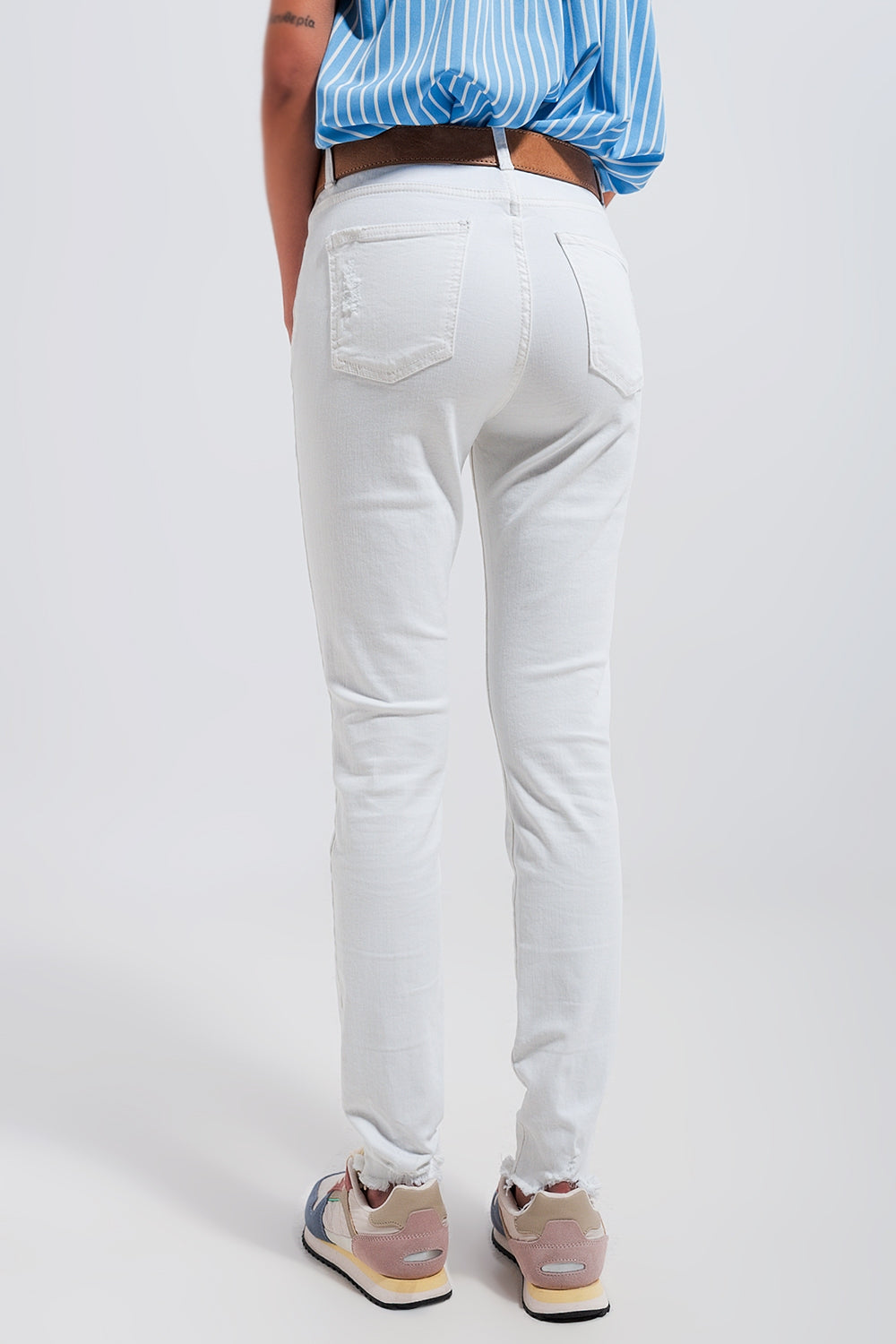 High waisted skinny jeans in white