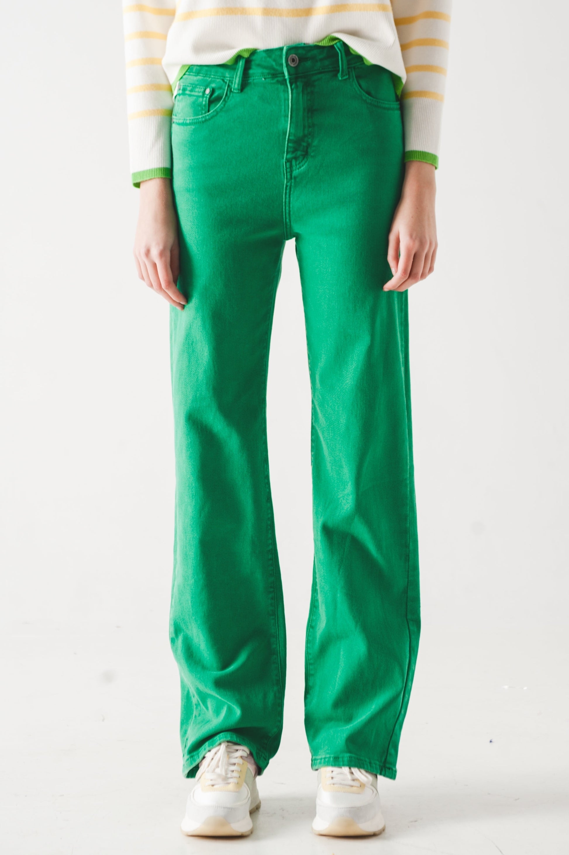 Q2 High waisted slouchy mom jeans in green