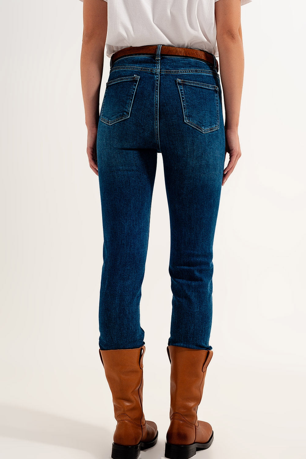 high waisted super skinny jeans in dark blue with high quality elastic