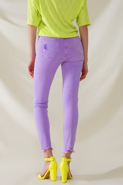 High Waisted super Skinny Jeans In Purple