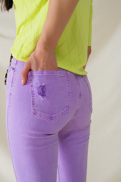 High Waisted super Skinny Jeans In Purple