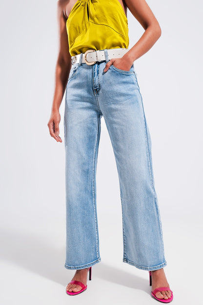 Q2 High wide leg jeans in light wash