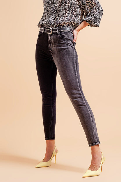 Jeans in color block grey and black