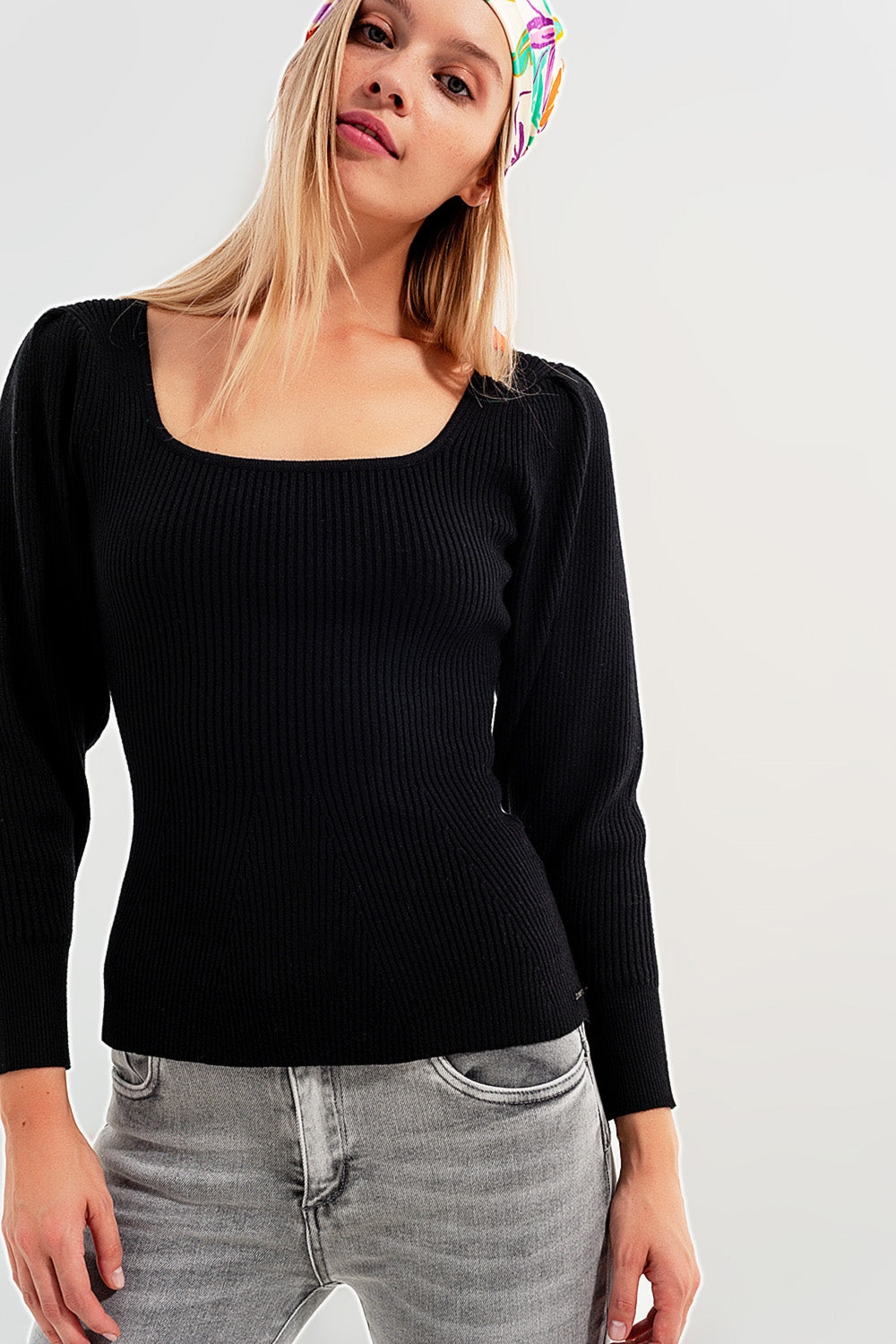 Jumper with chevron detail in black