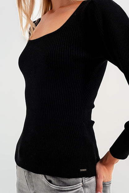 Jumper with chevron detail in black