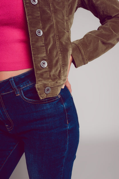 Khaki cropped cord jacket