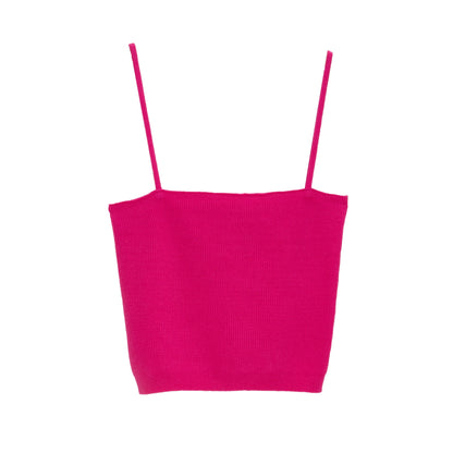 Knitted clean ribbed tank top in fucshia