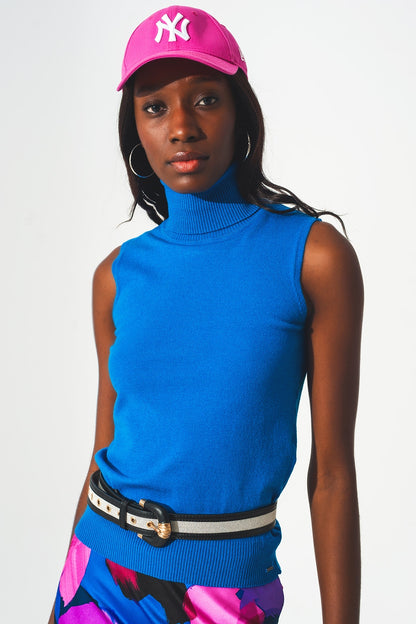 Q2 Knitted tank jumper in blue