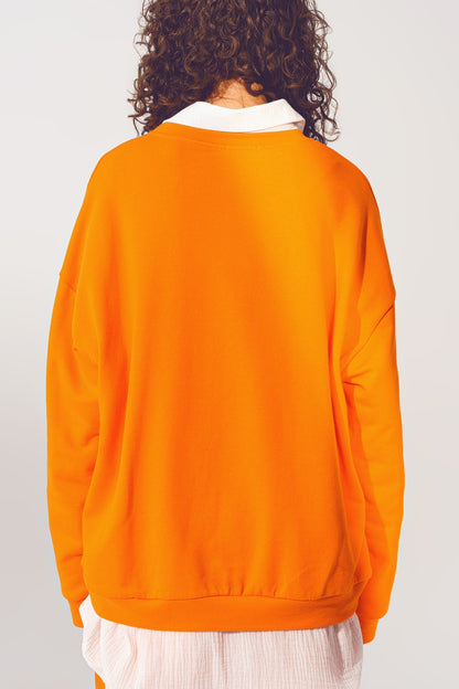 L'amour Text Sweater in Orange