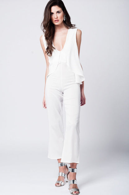 Layered white midi jumpsuit