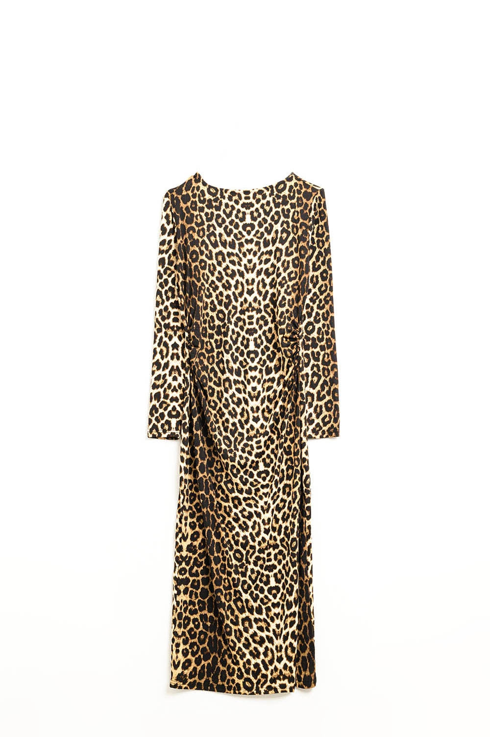 Leopard print Spandex dress with pleat detail at the waist