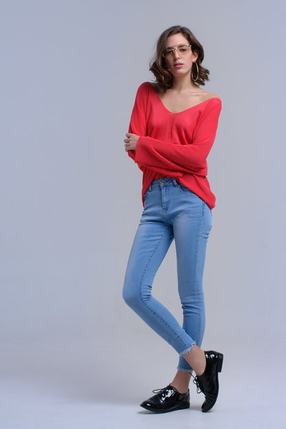 Q2 Light blue skinny jeans with fringes