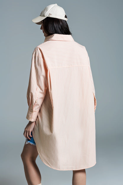 Light orange oversized blouse with white stripes