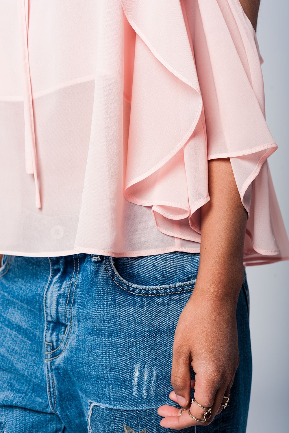 Light pink cold shoulder top