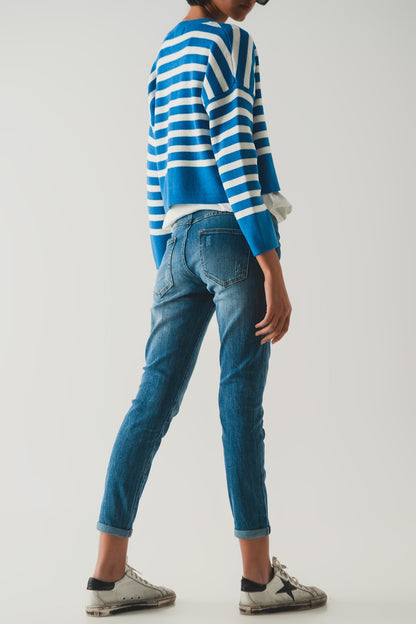 Lightweight stripe cardigan in blue