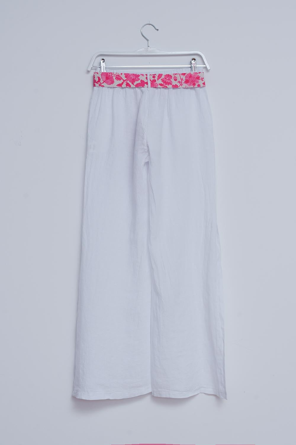 Linen Wide leg pants with side splits in white