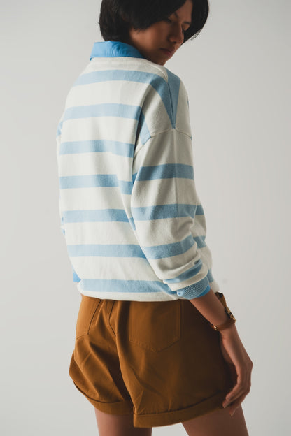 Long blue striped sweater