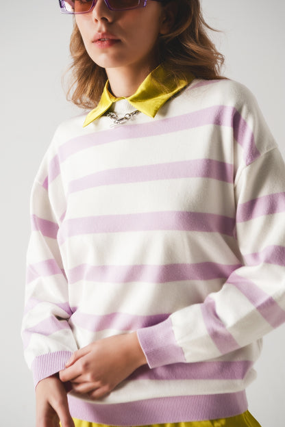 Long purple striped sweater