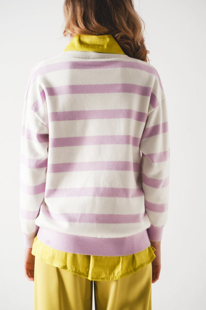 Long purple striped sweater