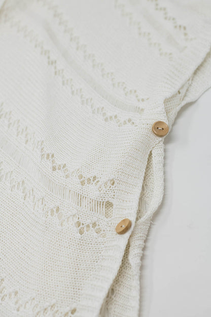 Long Short Sleeves Cardigan in White