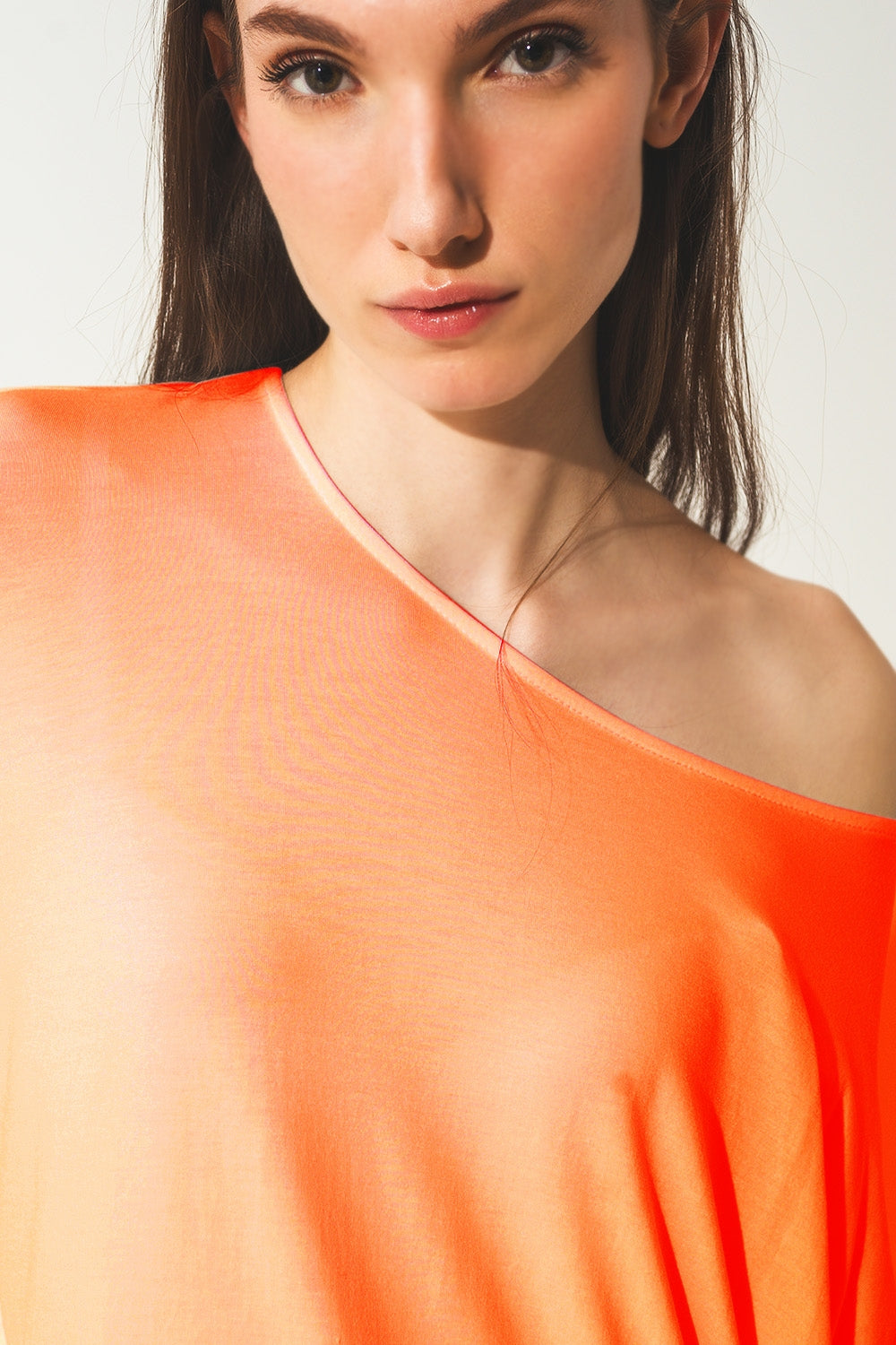 Long sleeve top in hot orange modal