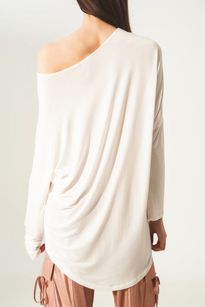 Long sleeve top in modal cream color