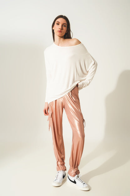 Long sleeve top in modal cream color