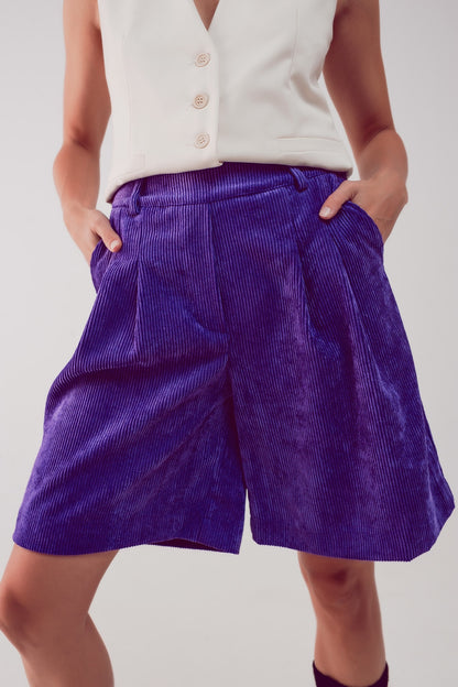 Longline short in purple cord