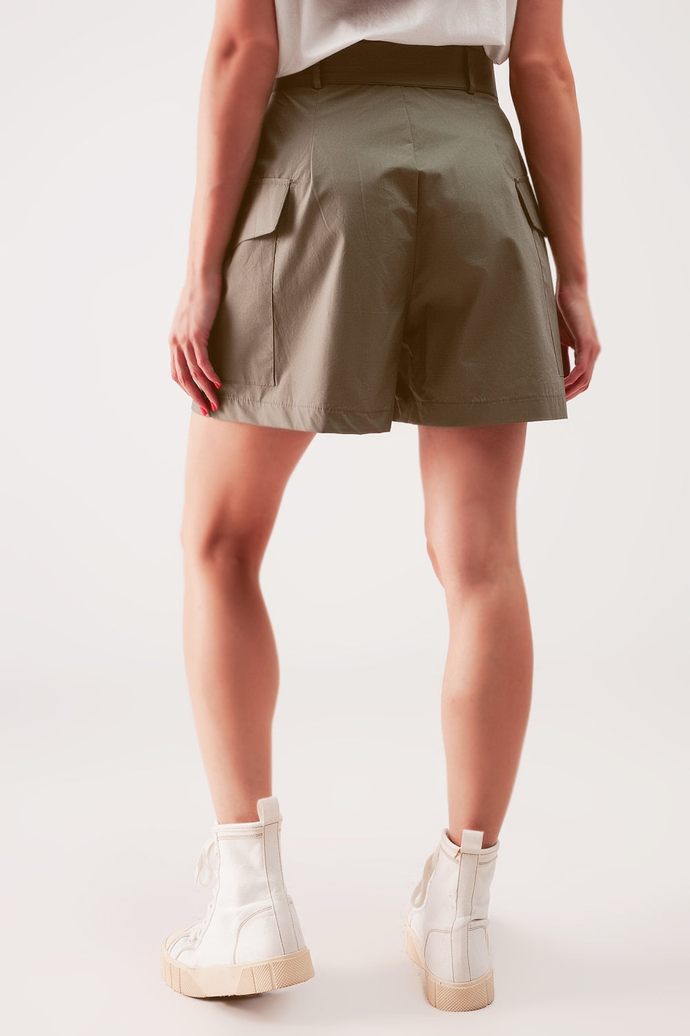 Longline wide leg bermuda shorts in khaki