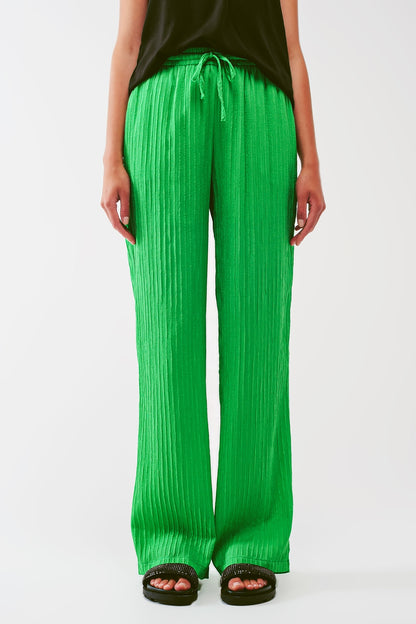 Q2 Loose Fit Striped Pants in Green