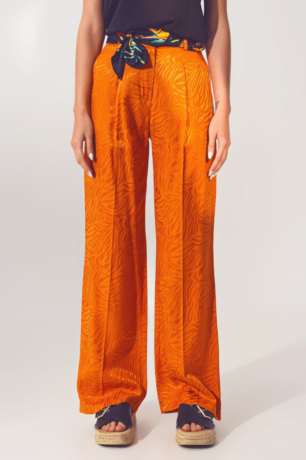 Loose Fit Zebra Print Pants in Orange