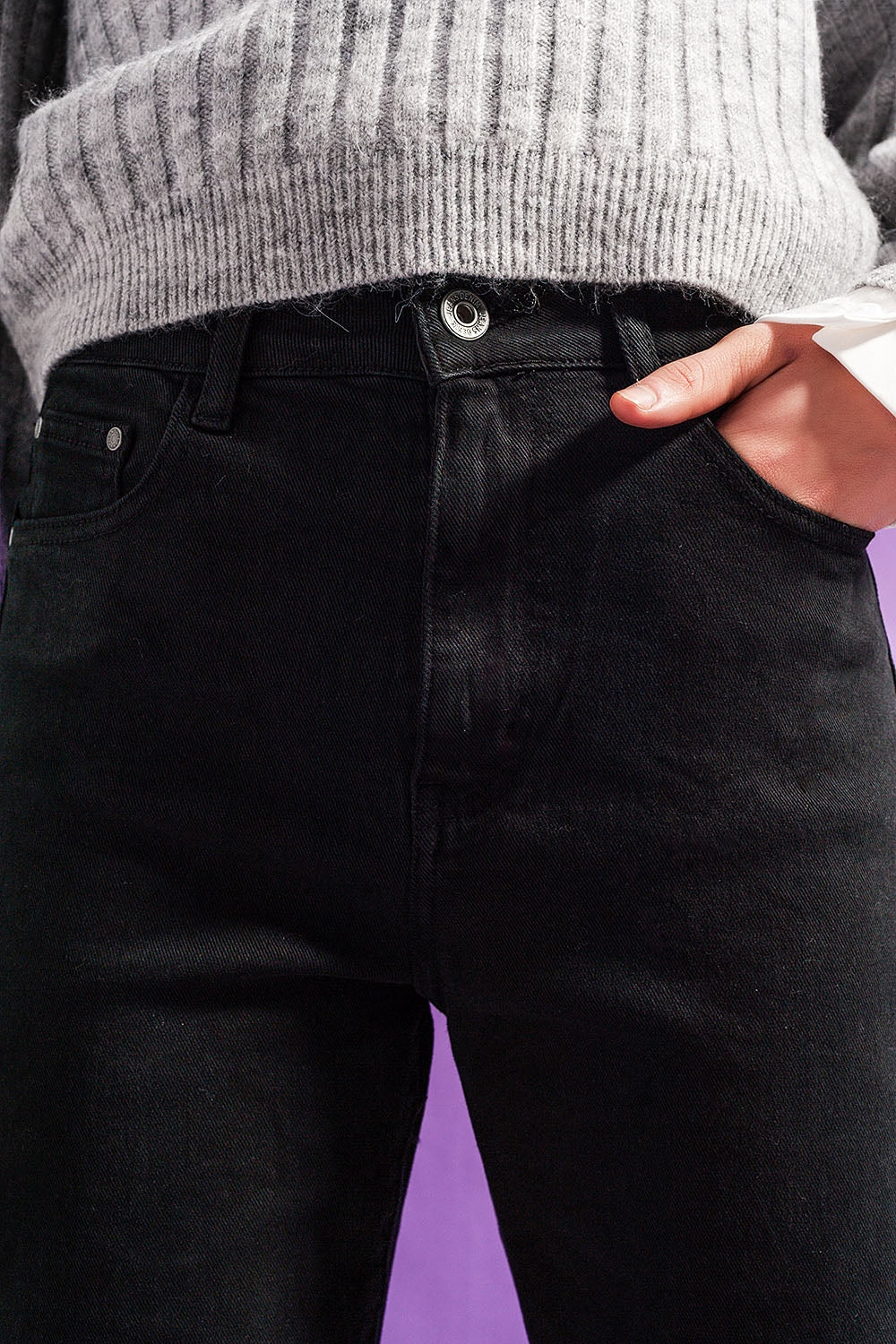 Loose straight leg jeans in washed black