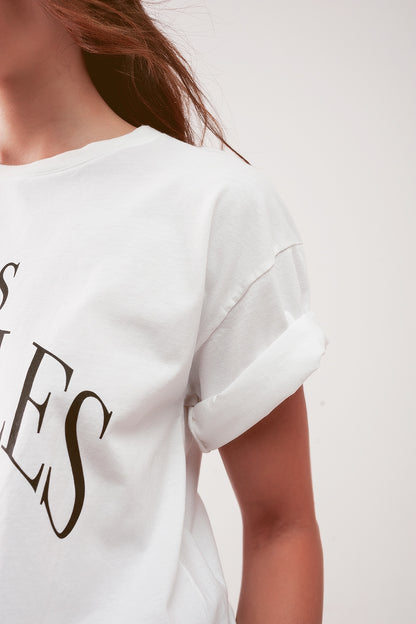 Los Angeles slogan t shirt in white