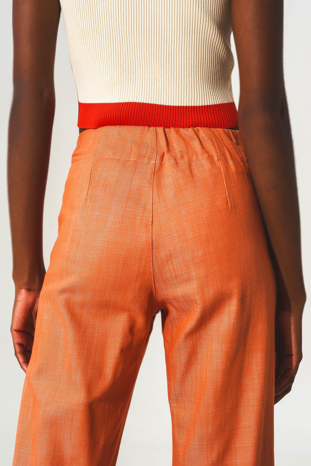 Marine button up wide leg pants in orange