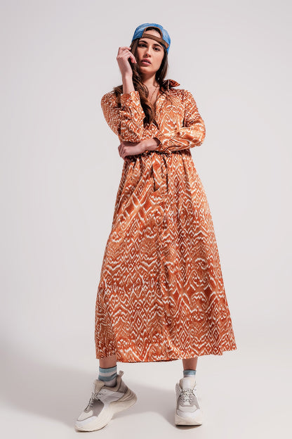 Q2 Maxi dress in abstract animal print in orange