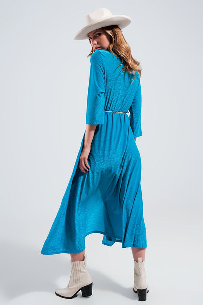 Maxi dress in shimmer blue