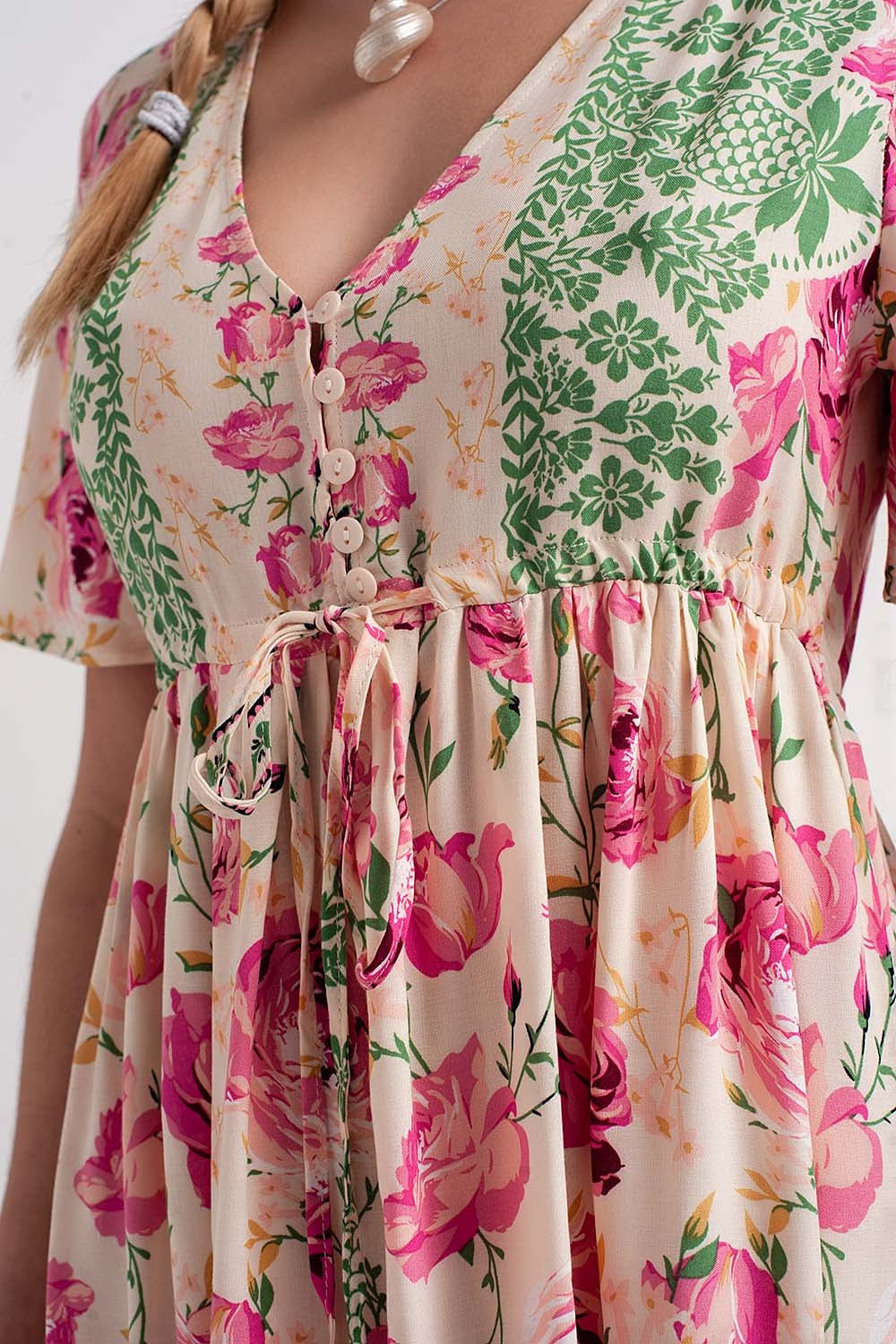 Maxi floral print maxi dress in pink