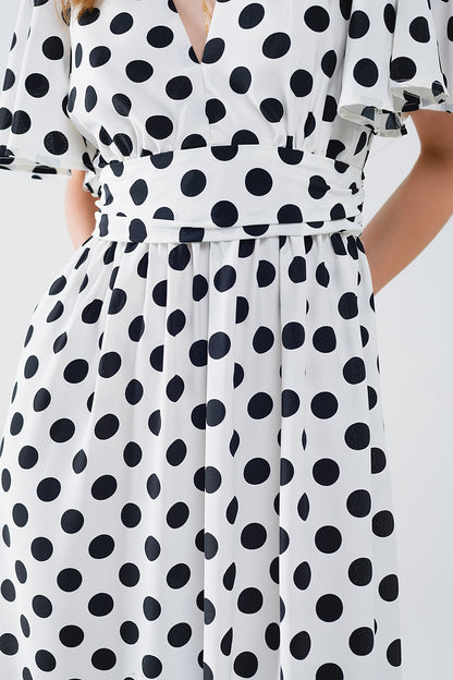 Maxi polka dot dress with open back detail